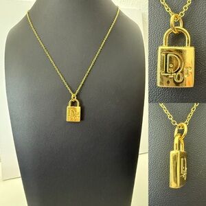 Dior Gold-Tone Padlock Pendant Necklace